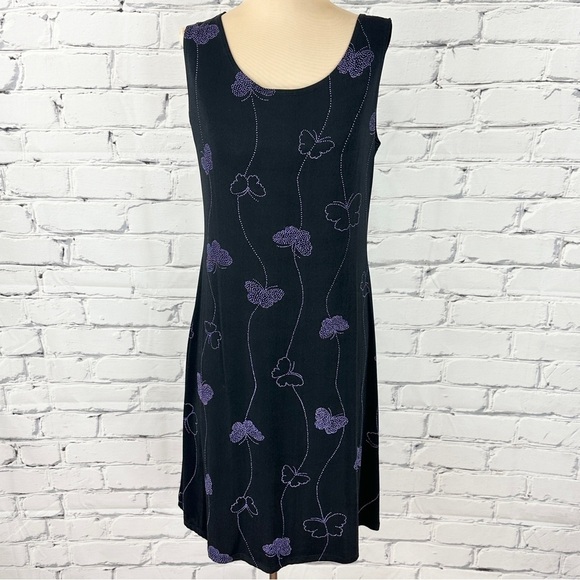 Teddi Dresses & Skirts - Vtg Teddi Y2k Tank Slip Mini Dress Sz 6 Butterfly Black Purple Whimsygoth Fairy